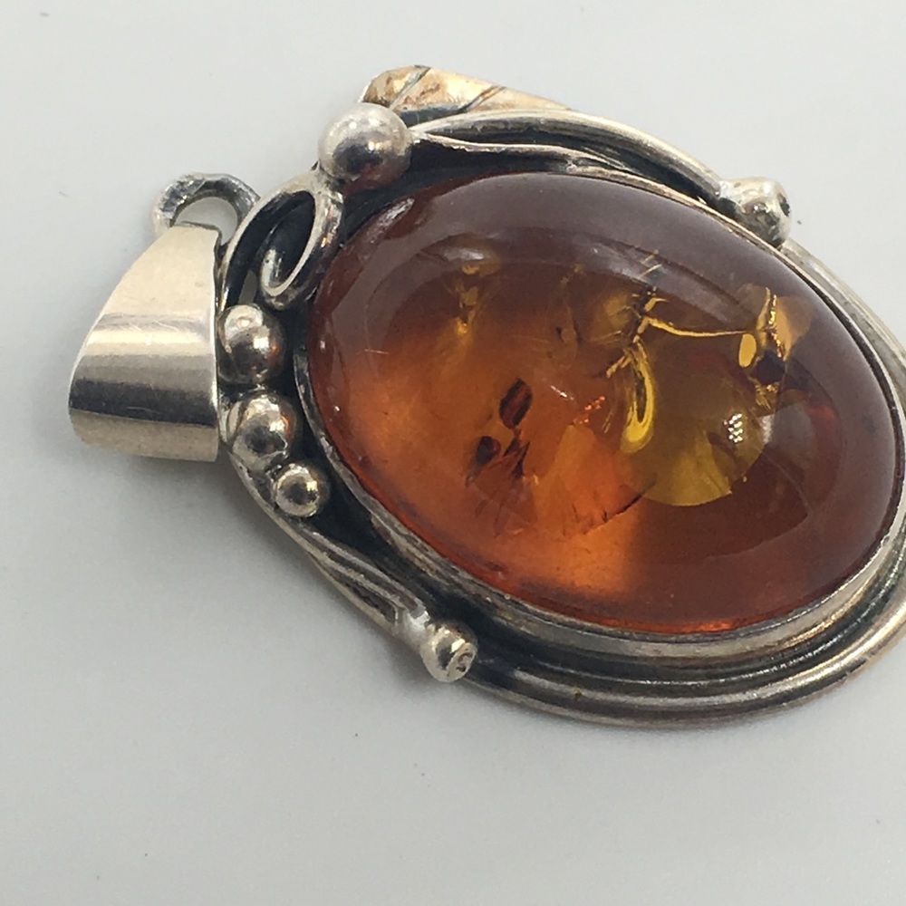 Amber & Sterling Silver Pendant